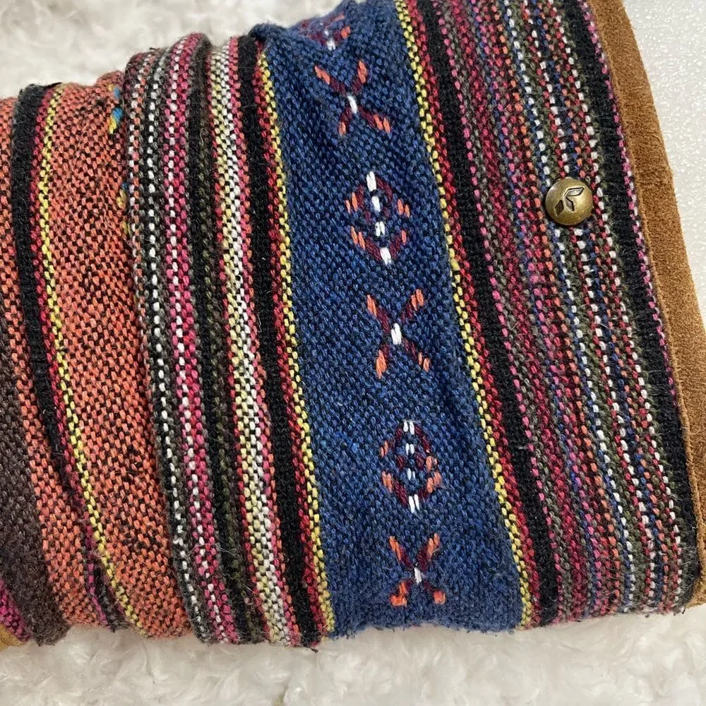 KOOLABURRA MYKA CHESTNUT SUEDE TRIBAL KILIM BOHO BOOTS SZ 5